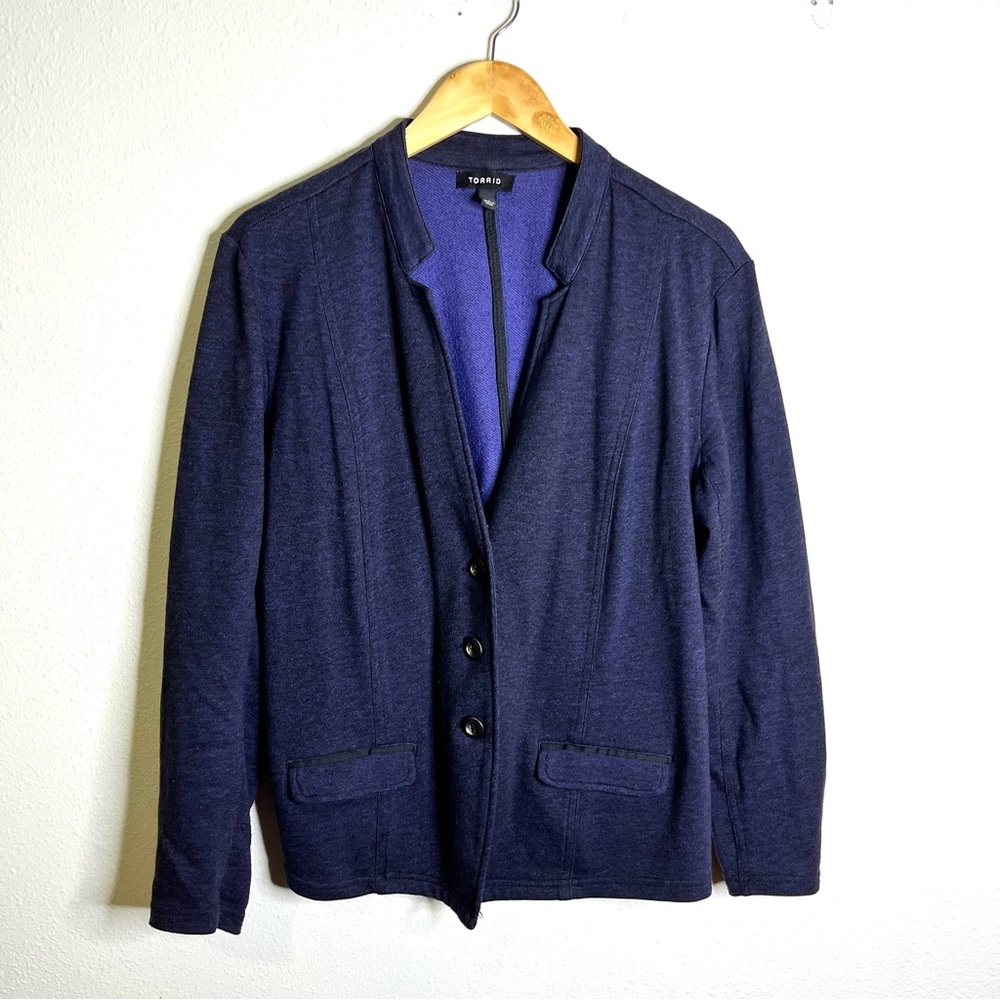 Torrid blue Knit jacket blazer unlined sz 1x button front